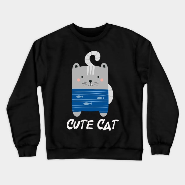 Cute Cat Crewneck Sweatshirt by sevalyilmazardal